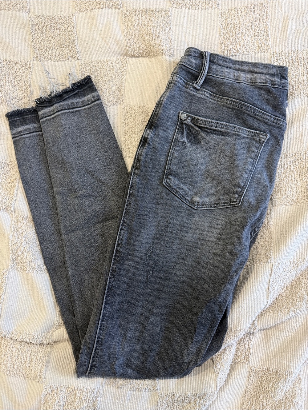 Judy Blue Washed Grey Skinny Jeans with Raw Hem